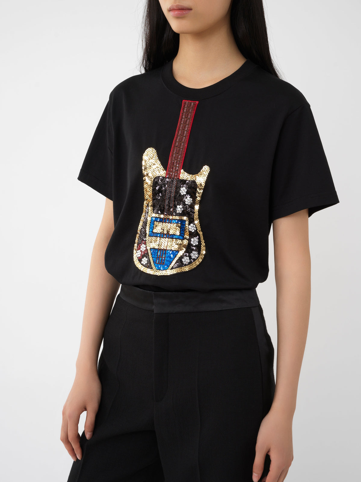 OK PORTE_T-shirt à motif guitare - Black
