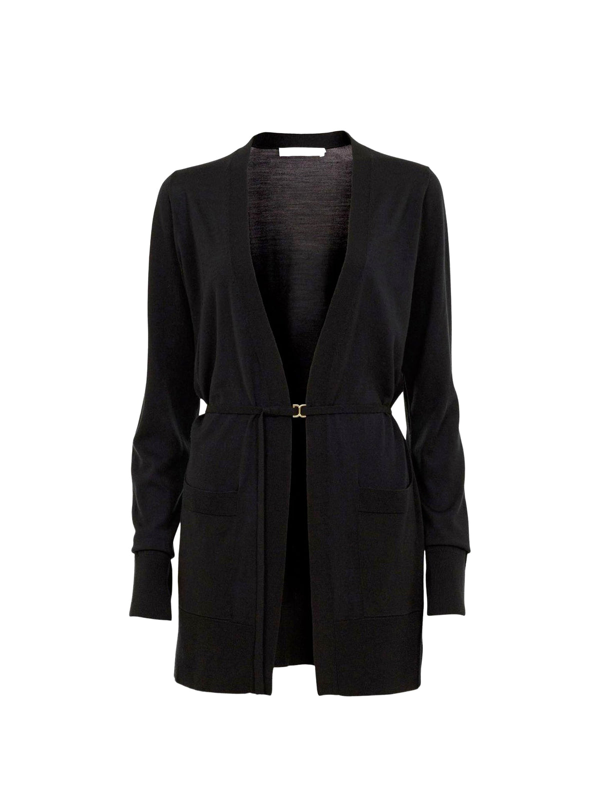 OK PORTE_Cardigan sans boutons en laine - Black