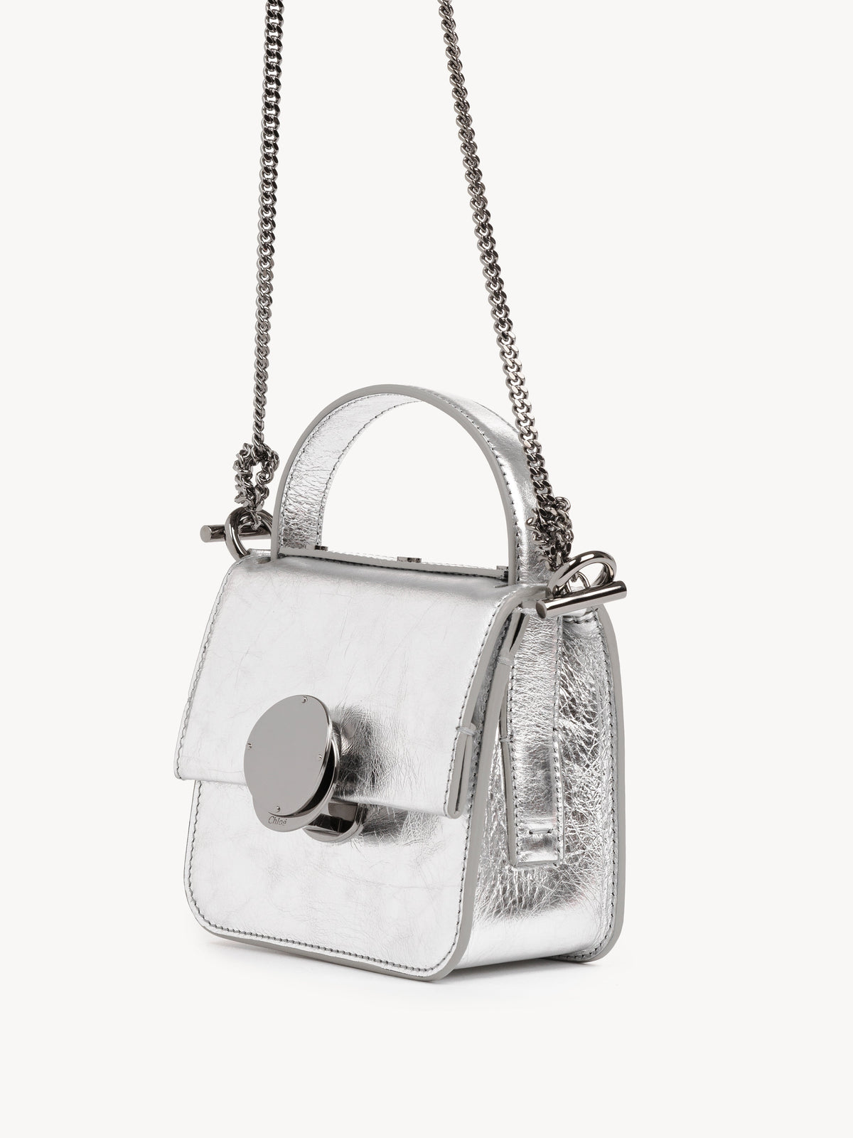 OK PORTE_Mini sac à main Penelope en cuir - Silver