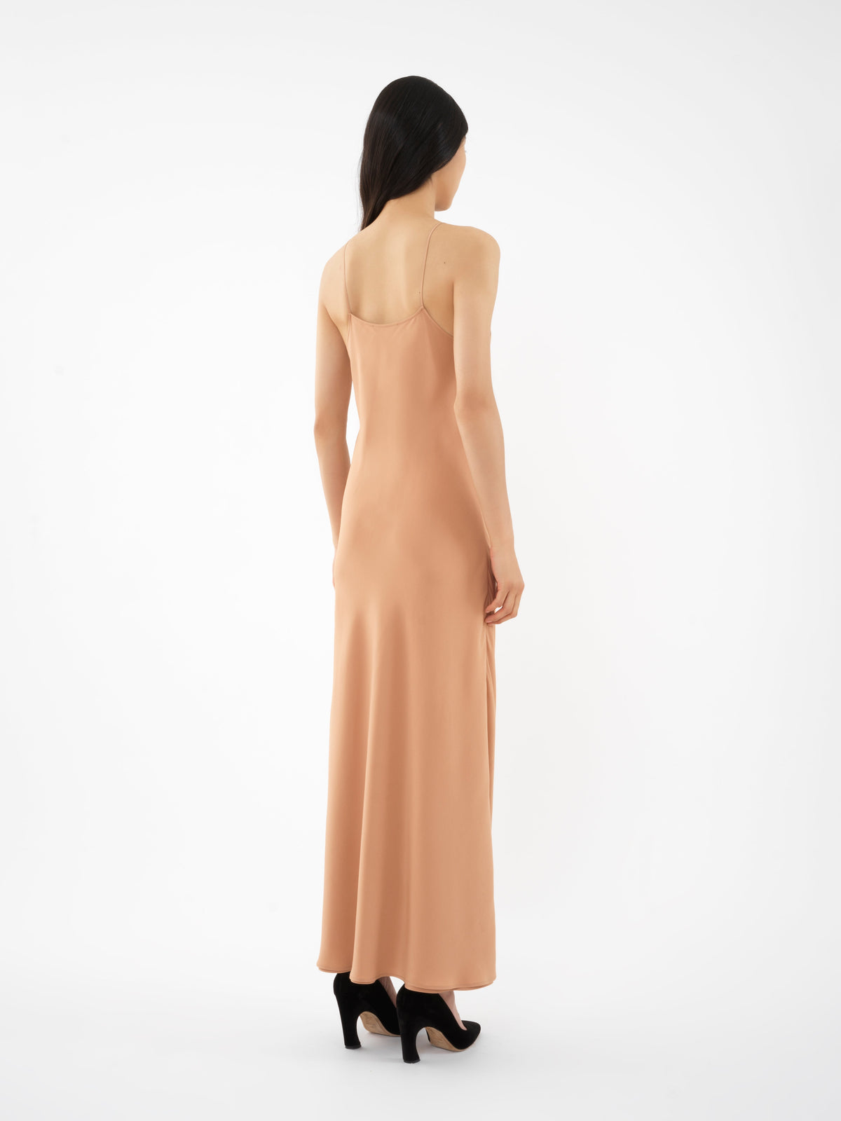 OK PORTE_Robe midi fines bretelles en soie - Cheek