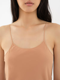 OK PORTE_Robe midi fines bretelles en soie - Cheek
