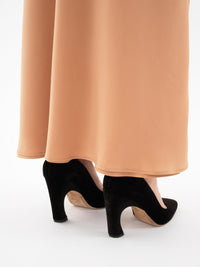OK PORTE_Robe midi fines bretelles en soie - Cheek