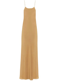 OK PORTE_Robe midi fines bretelles en soie - Seed Brown