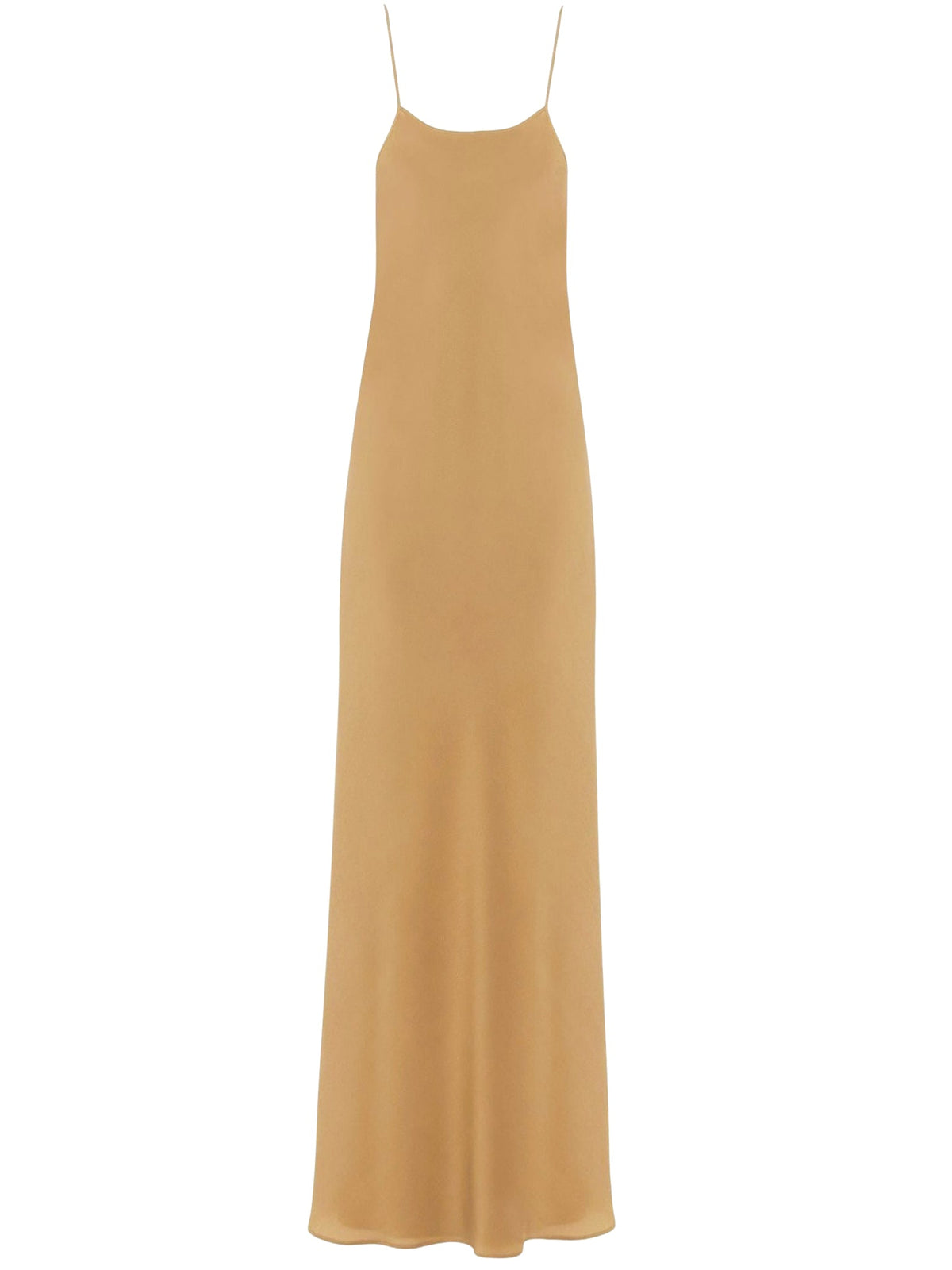 OK PORTE_Robe midi fines bretelles en soie - Seed Brown