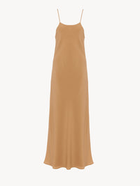 OK PORTE_Robe midi fines bretelles en soie - Seed Brown