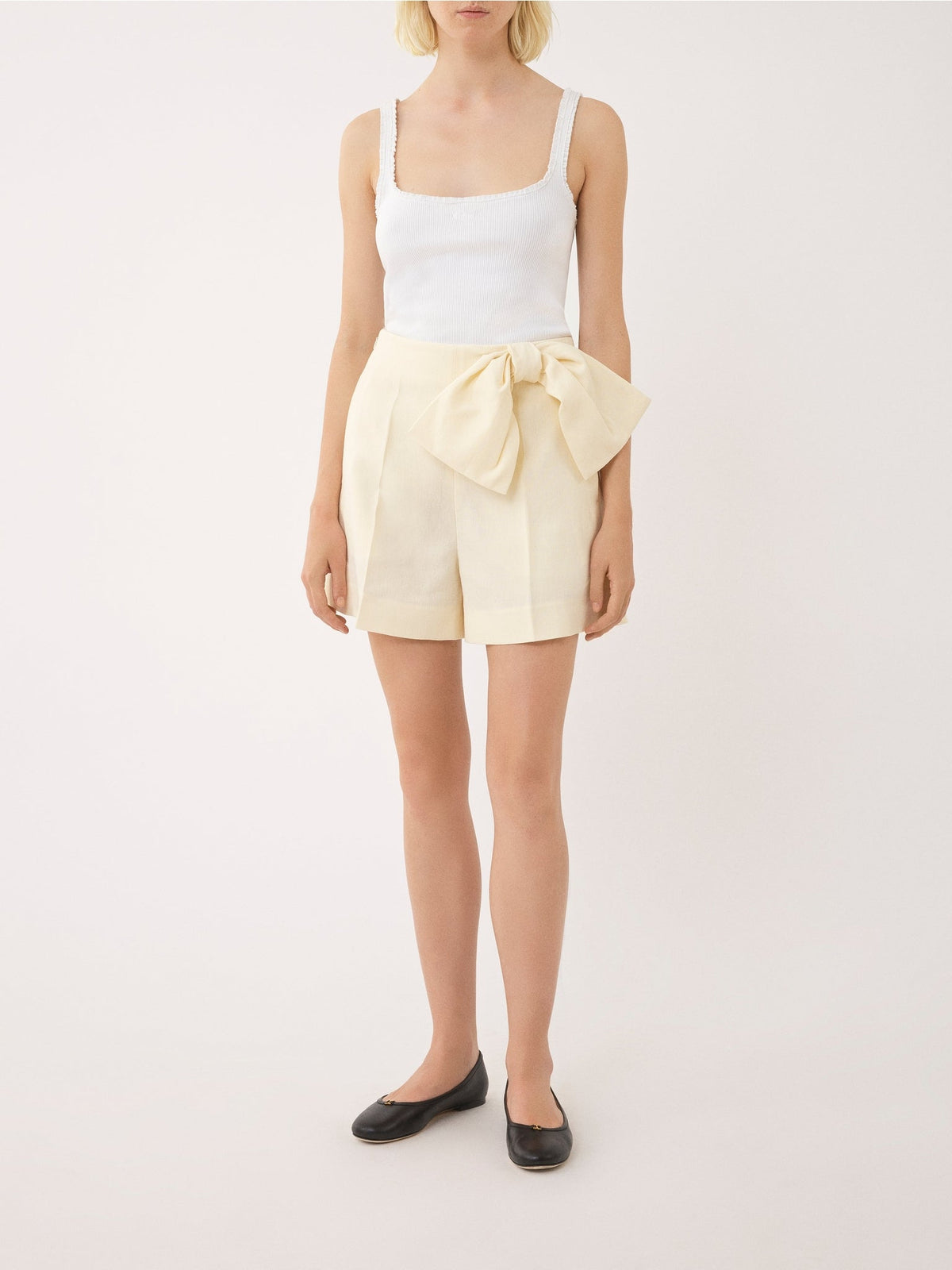 OK PORTE_Short taille haute en lin - Coconut Milk