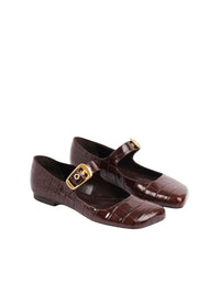 OK PORTE_Ballerines Polly en cuir - Sharp Brown