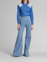 OK PORTE_Pantalon évasé en denim - Shade Blue