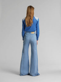OK PORTE_Pantalon évasé en denim - Shade Blue
