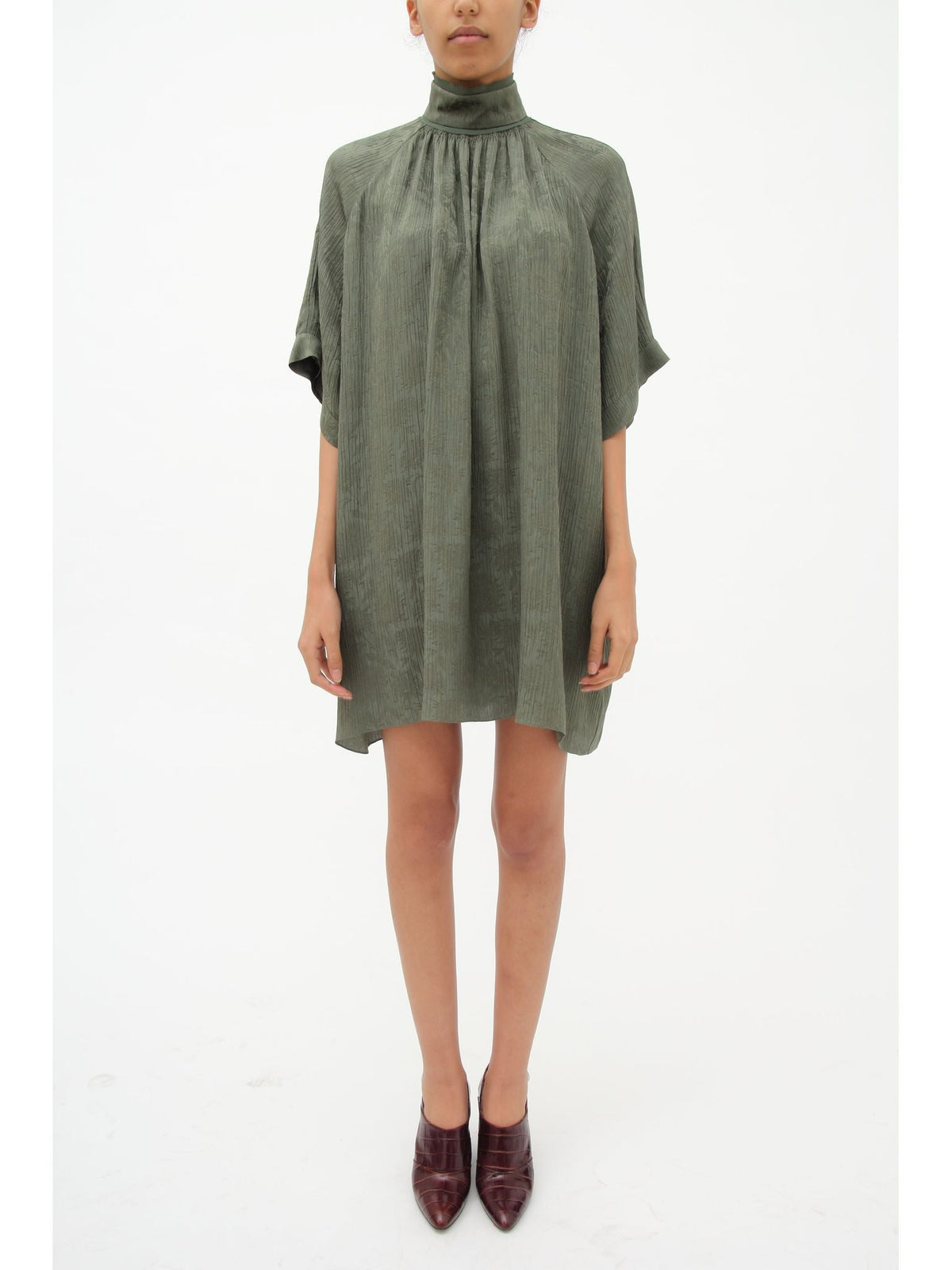 OK PORTE_Robe courte jacquard en soie mélangée - Wide Forest