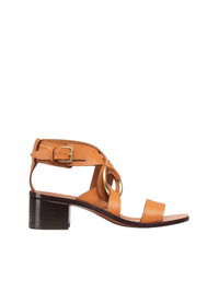 NO PORTE_Sandales à talons Demi en cuir - Cognac Brown