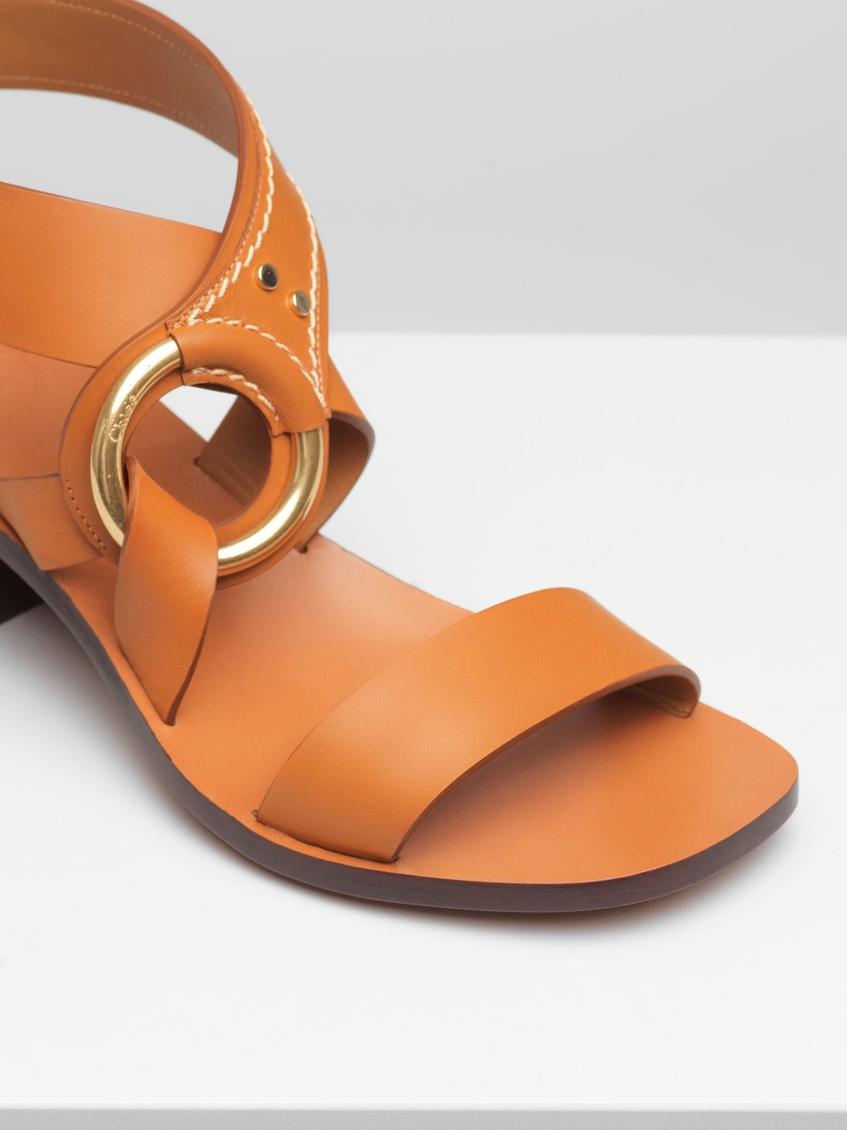 NO PORTE_Sandales à talons Demi en cuir - Cognac Brown