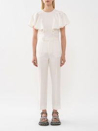OK PORTE_Blouse volantée sans manches en lin - Iconic Milk