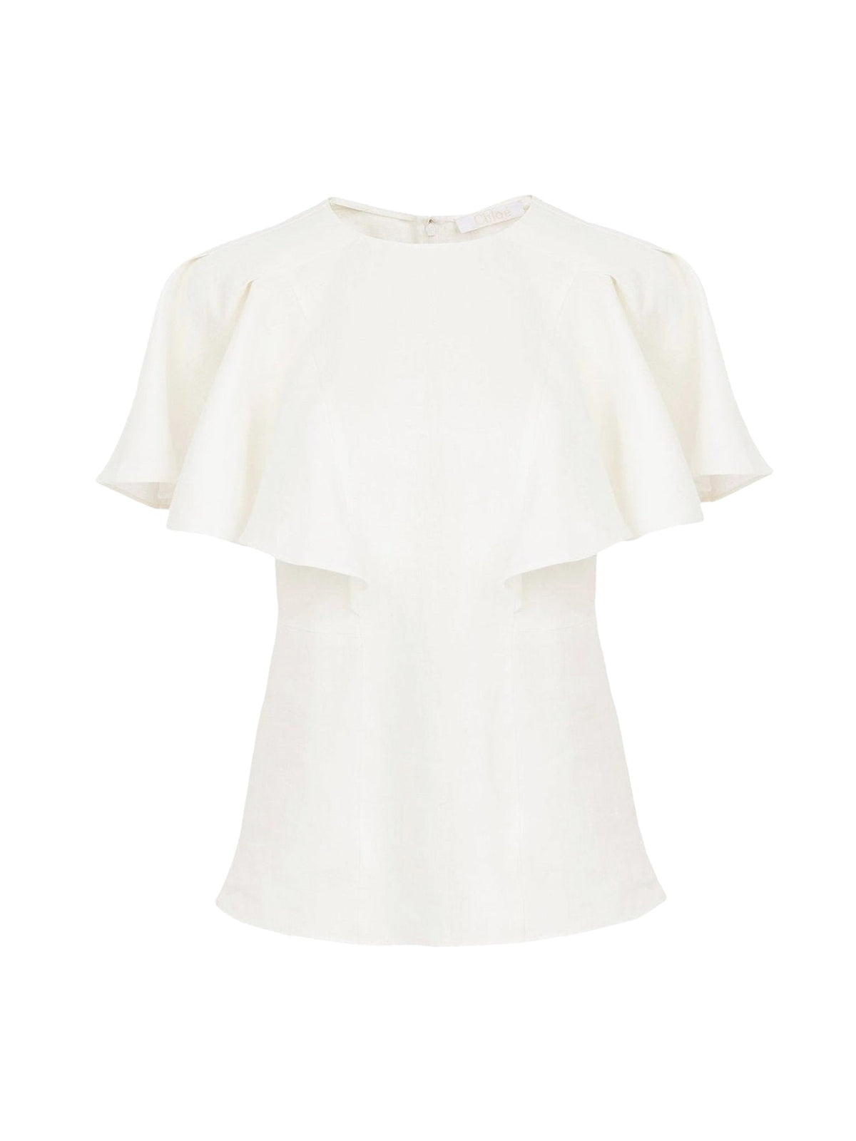 OK PORTE_Blouse volantée sans manches en lin - Iconic Milk