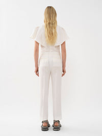OK PORTE_Blouse volantée sans manches en lin - Iconic Milk