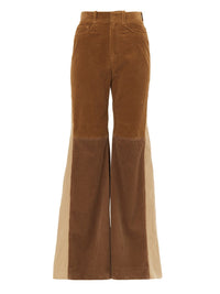 NO PORTE_DÉJÀ VU 2pcs Pantalon patte d'ef en velours - Off Brown