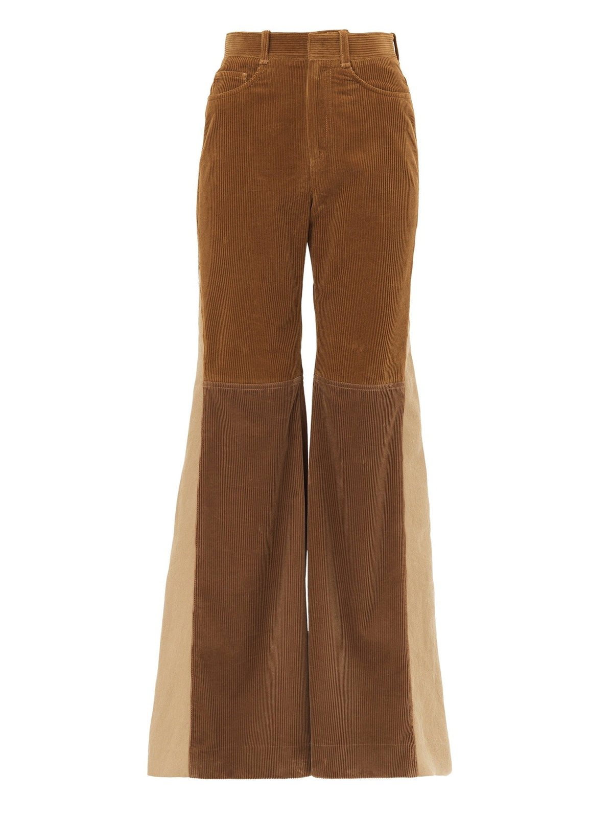 NO PORTE_DÉJÀ VU 2pcs Pantalon patte d'ef en velours - Off Brown