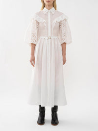 OK PORTE_Robe chemise volantée en lin - Iconic Milk