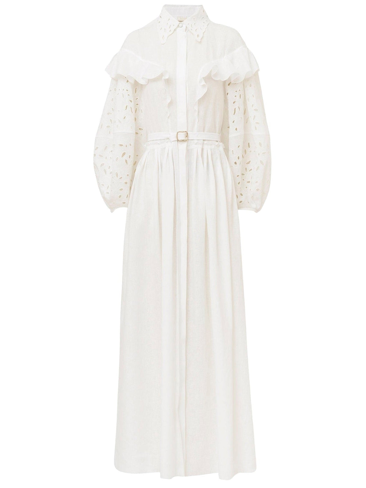 OK PORTE_Robe chemise volantée en lin - Iconic Milk