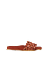OK PORTE_Sandales plates Kacey en cuir - Terracotta Red