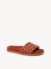 OK PORTE_Sandales plates Kacey en cuir - Terracotta Red
