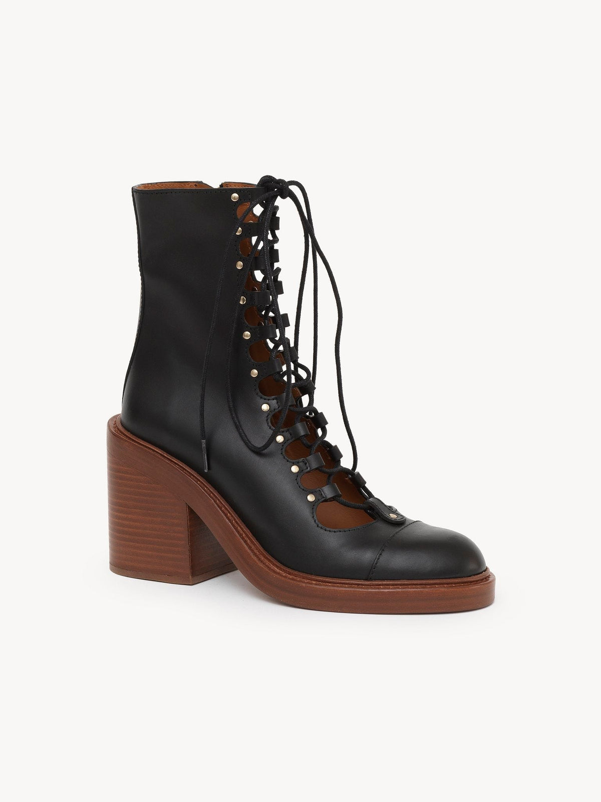 OK PORTE_Bottes May à lacets 90 en cuir - Black