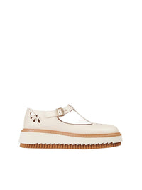 NO PORTE_Babies compensées Kurtys en cuir - Eggshell