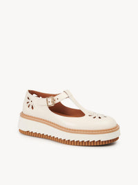 NO PORTE_Babies compensées Kurtys en cuir - Eggshell