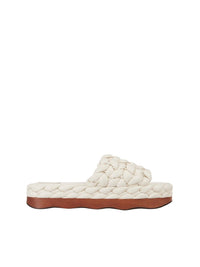OK PORTE_Sandales compensées Wavy en cuir - Eggshell