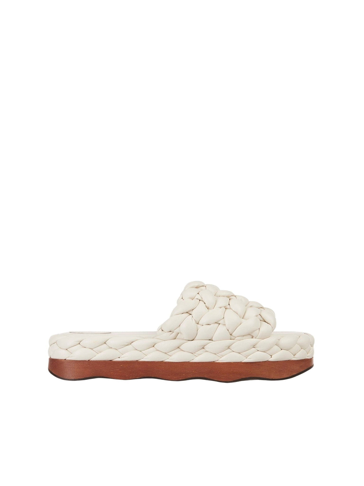 OK PORTE_Sandales compensées Wavy en cuir - Eggshell