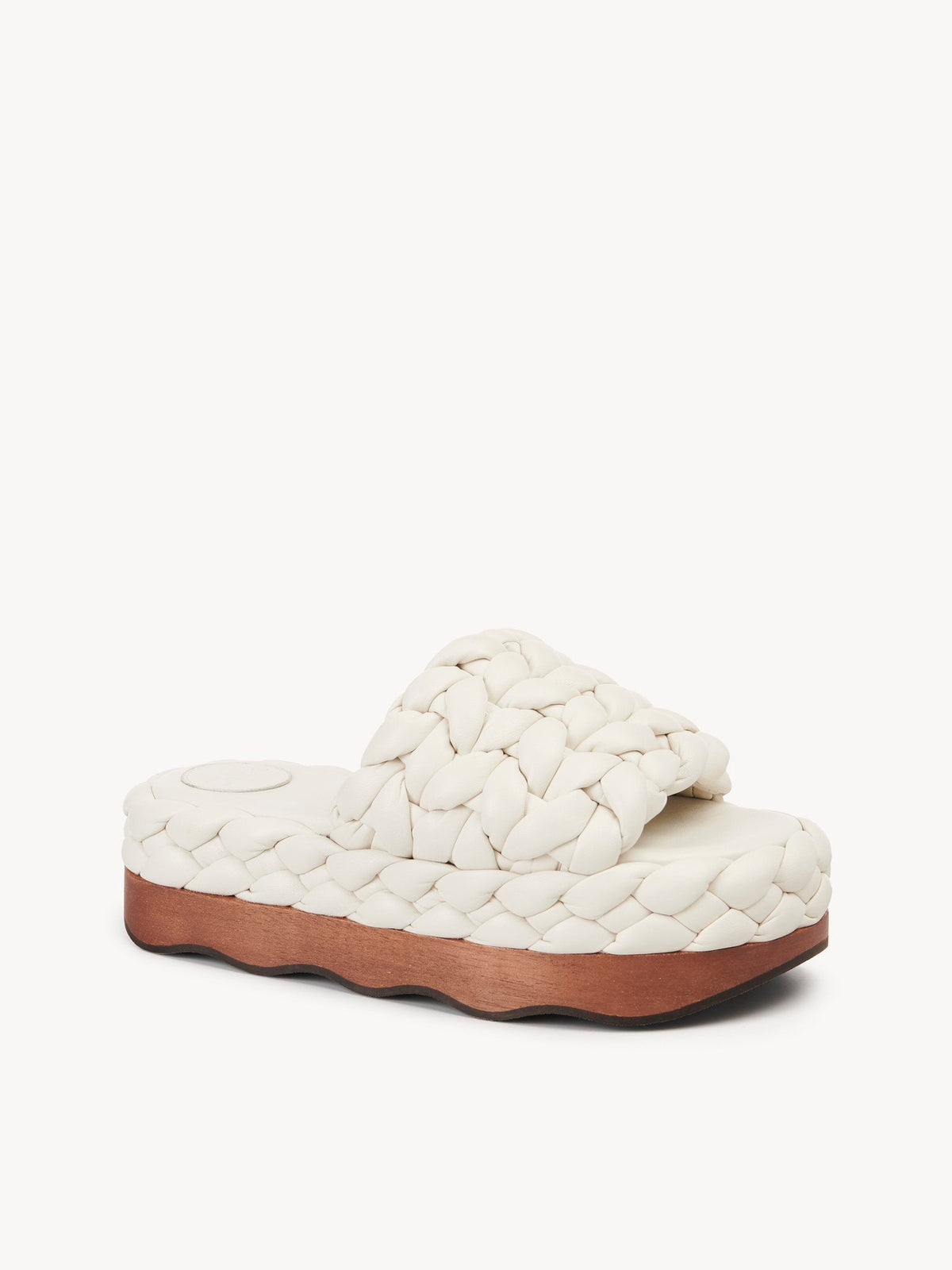 OK PORTE_Sandales compensées Wavy en cuir - Eggshell