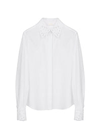 OK PORTE_Chemise classique détails à col - White