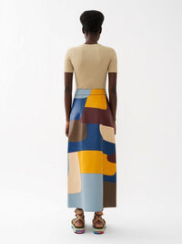 OK PORTE_Jupe longue lacée en cuir - Multicolor