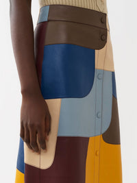 OK PORTE_Jupe longue lacée en cuir - Multicolor