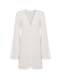 OK PORTE_Cardigan à col V tricoté en soie - Iconic Milk