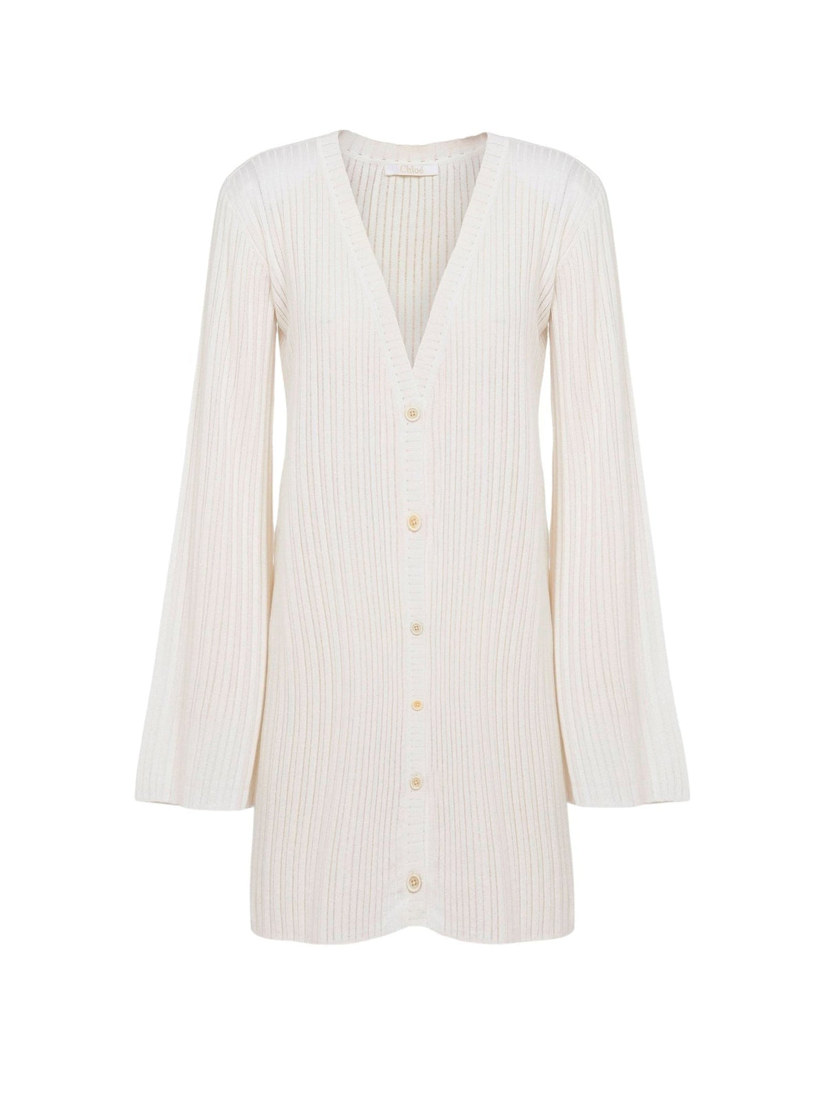 OK PORTE_Cardigan à col V tricoté en soie - Iconic Milk