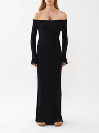 OK PORTE_Robe épaules Nues en laine - Dark Night Blue