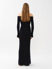 OK PORTE_Robe épaules Nues en laine - Dark Night Blue