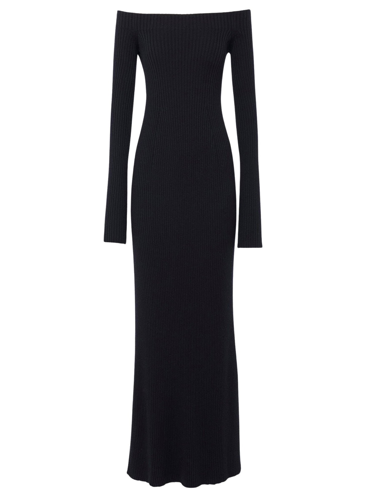OK PORTE_Robe épaules Nues en laine - Dark Night Blue