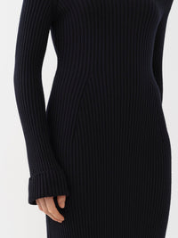OK PORTE_Robe épaules Nues en laine - Dark Night Blue