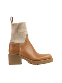 OK PORTE_Bottines militaires effet chaussette Neva 60 en cuir - Quiet Brown