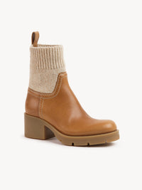 OK PORTE_Bottines militaires effet chaussette Neva 60 en cuir - Quiet Brown