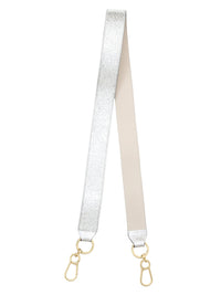 NO PORTE_Braçelet en tissu métallisé et cuir grainé - Silver