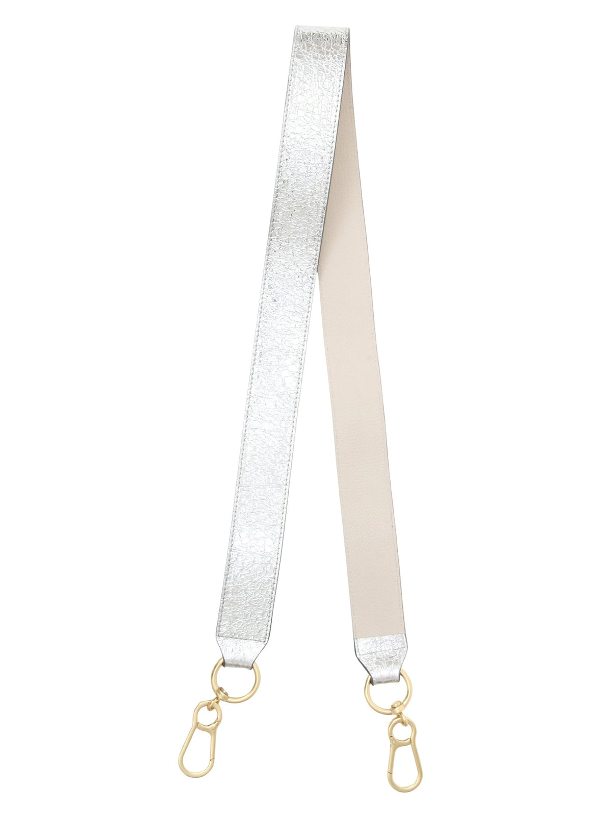NO PORTE_Braçelet en tissu métallisé et cuir grainé - Silver