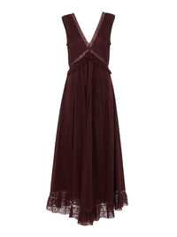 OK PORTE_Robe longue volantée - Burnt Mahogany