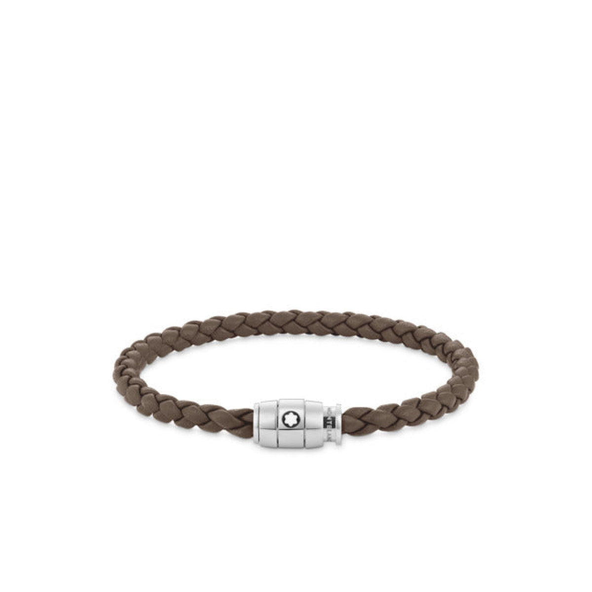 Bracelet à 3 anneaux de la collection Meisterstück en acier et en cuir mastic
