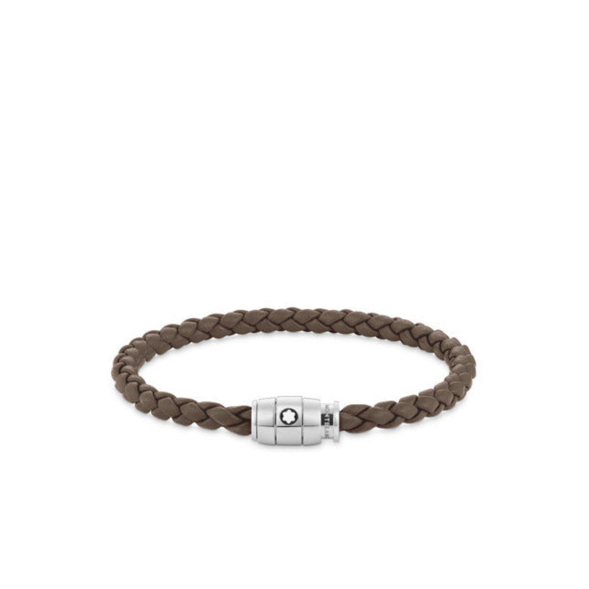 Bracelet à 3 anneaux de la collection Meisterstück en acier et en cuir mastic