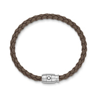 Bracelet à 3 anneaux de la collection Meisterstück en acier et en cuir mastic