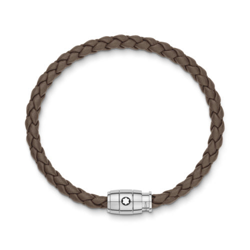Bracelet à 3 anneaux de la collection Meisterstück en acier et en cuir mastic