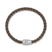 Bracelet à 3 anneaux de la collection Meisterstück en acier et en cuir mastic